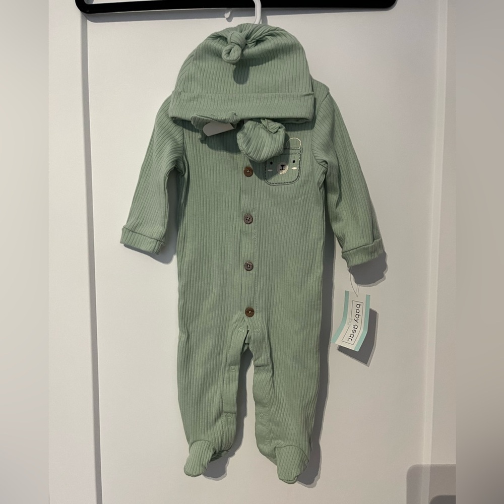 Baby Gear BG 3 piece outfit Green with Bear Size 3-6M